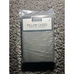 Linen Essentials, Two Piece Pillowcases Grey Queen 20‎ X 30